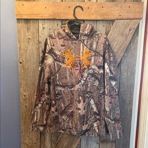 Under Armour Brown Camouflage Hoodie with Orange Logo